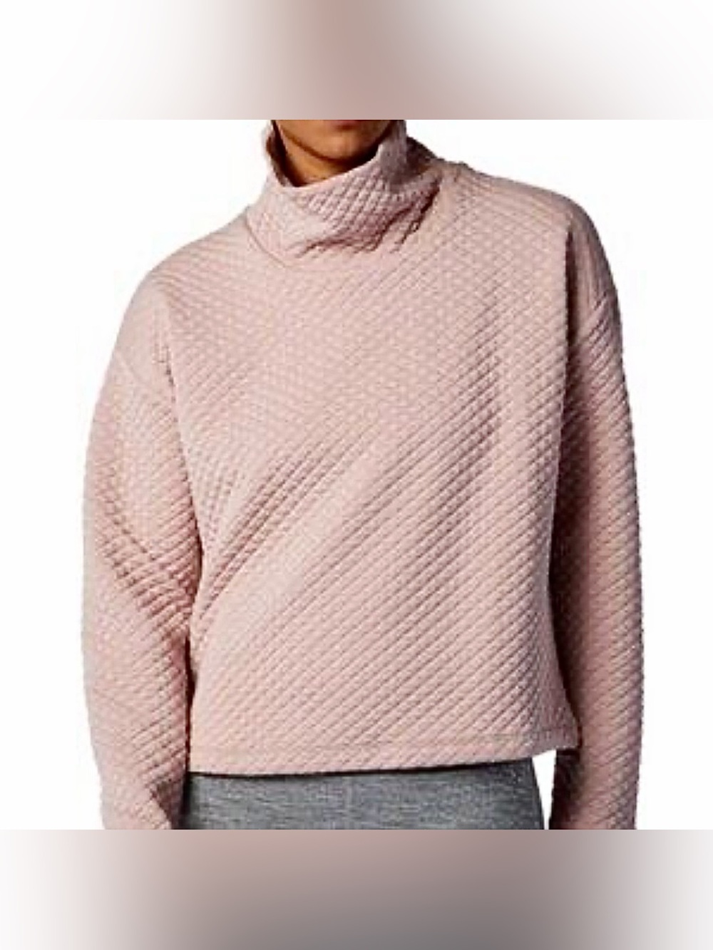 New Balance Quilted Cowl Neck Sweater - Light Pink Size M